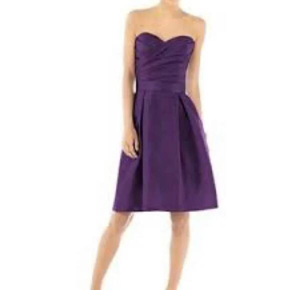 Alfred Sung Strapless Peau De Soie Majestic Purple Cocktail Dress Size 18 BNWT - Picture 10 of 12